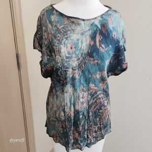 Lola & Sophie printed green blue blouse S